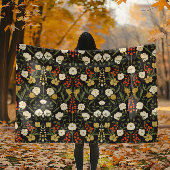 Herfst Art Nouveau Cream en Goldenrod Bloemen Fleece Deken