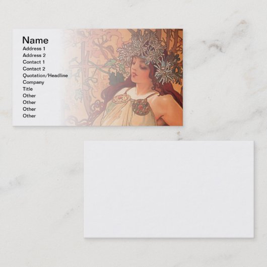 Herfst Art Nouveau door Alphonse Mucha Visitekaartje (Voorkant / Achterkant)