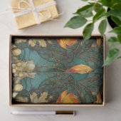 Herfst Art Nouveau Floral Blauwgroen Ephemera Deco Tissuepapier (Geschenk)