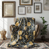 Herfst Art Nouveau Gele Bloemenwijnstok Fleece Deken