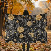 Herfst Art Nouveau Gele Bloemenwijnstok Fleece Deken