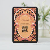 Herfst Art Nouveau QR Code Trouwruimte Kaart (Staand voorkant)