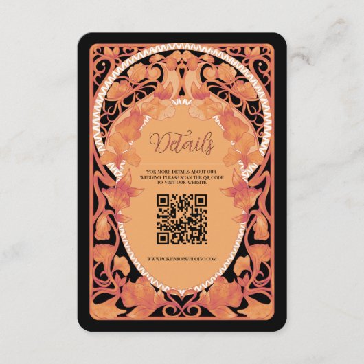 Herfst Art Nouveau QR Code Trouwruimte Kaart (Voorkant)