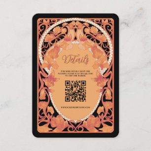 Herfst Art Nouveau QR Code Trouwruimte Kaart