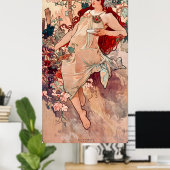 Herfst Art Nouveau-schilderij van Alphonse Mucha Poster (Thuiskantoor)
