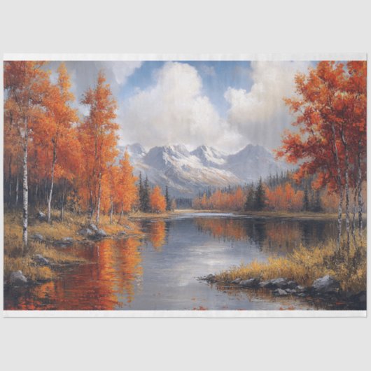Herfst Aspen bos en bergen landschap Tissuepapier (Voorkant)