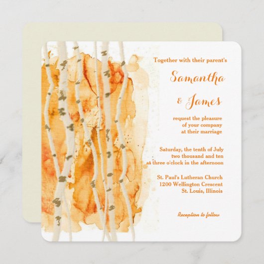 Herfst Aspen Grove Aangepaste huwelijksuitnodiging Kaart (Voorkant / Achterkant)