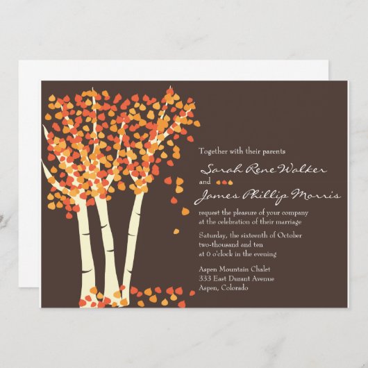Herfst Aspen Tree Wedding Invitation Kaart (Voorkant / Achterkant)