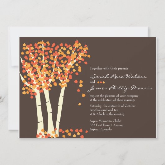 Herfst Aspen Tree Wedding Invitation Kaart (Voorkant)