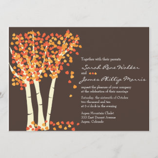 Herfst Aspen Tree Wedding Invitation Kaart