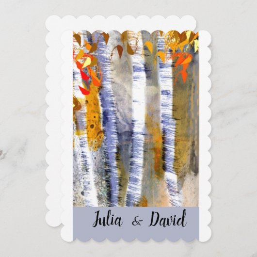 Herfst Aspen Trees Aangepaste huwelijksuitnodiging Kaart (Voorkant / Achterkant)