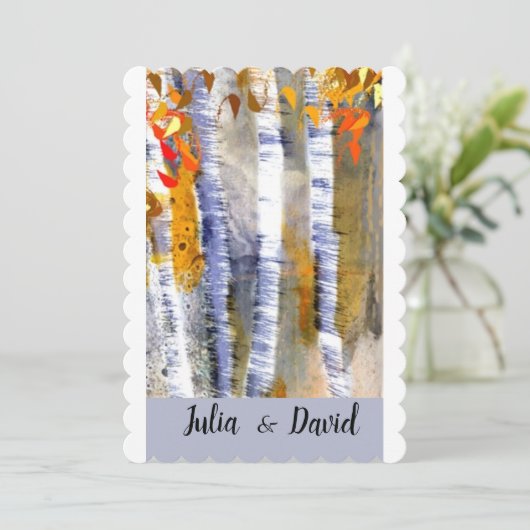 Herfst Aspen Trees Aangepaste huwelijksuitnodiging Kaart (Staand voorkant)
