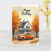 Herfst Auto Verjaardagskaart Kaart (Gele Bloem)