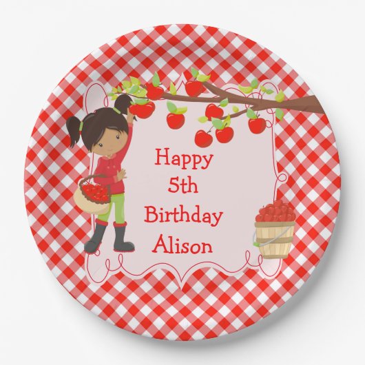 Herfst Autumn Apple die Afrikaans-Amerikaans schop Papieren Bordje (Voorkant)