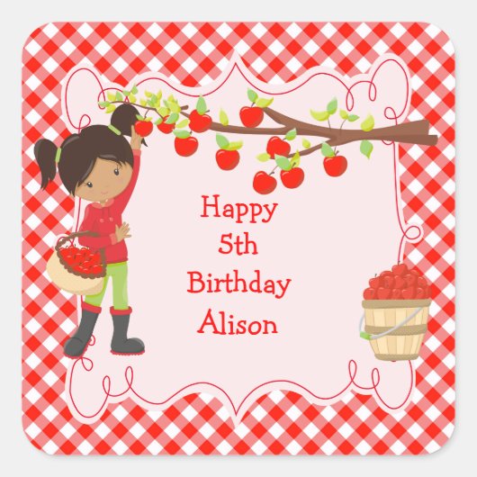 Herfst Autumn Apple die Afrikaans-Amerikaans schop Vierkante Sticker (Voorkant)