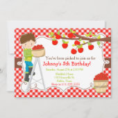 Herfst Autumn Apple Picking Brunette Birthday Kaart (Voorkant)