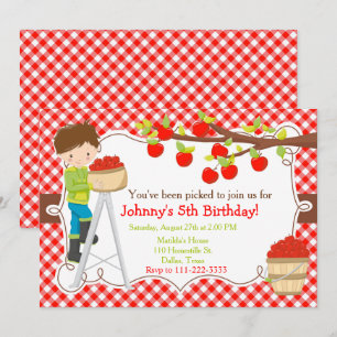 Herfst Autumn Apple Picking Brunette Birthday Kaart