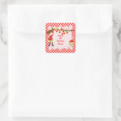 Herfst Autumn Apple Picking Brunette Birthday Part Vierkante Sticker (Tas)