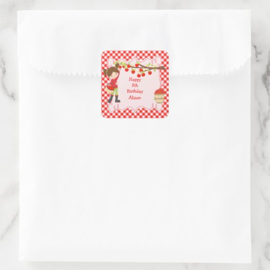 Herfst Autumn Apple Picking Brunette Birthday Part Vierkante Sticker (Tas)