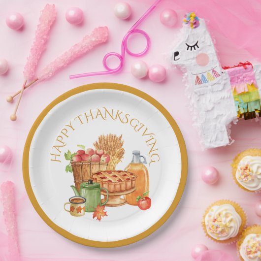 Herfst Autumn Apples, Cider, Apple Pie, Coffee Papieren Bordje (Feest)