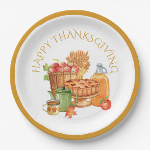 Herfst Autumn Apples, Cider, Apple Pie, Coffee Papieren Bordje