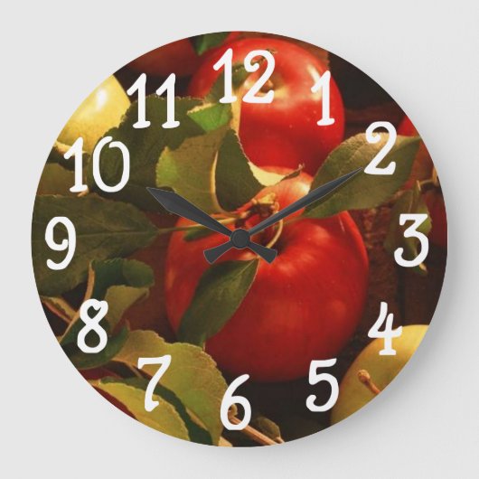 Herfst Autumn Apples Design Kitchen Wall Clock Grote Klok (Voorkant)