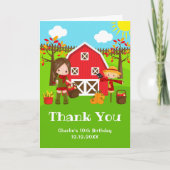 Herfst Autumn Barnyard Verjaardag Bruin Haar Meisj Bedankkaart (Voorkant)