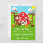 Herfst Autumn Barnyard Verjaardag Bruin Haar Meisj Bedankkaart (Voorkant)