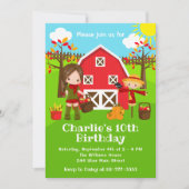 Herfst Autumn Barnyard Verjaardag Bruin Haar Meisj Kaart (Voorkant)