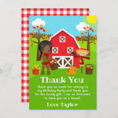 Herfst Autumn Barnyard Verjaardag Donker Huid Meis Bedankkaart (Voorkant / Achterkant)