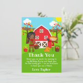 Herfst Autumn Barnyard Verjaardag Donker Huid Meis Bedankkaart (Staand voorkant)