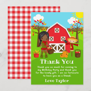 Herfst Autumn Barnyard Verjaardag Donker Huid Meis Bedankkaart