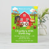 Herfst Autumn Barnyard Verjaardag Donker Huid Meis Kaart (Staand voorkant)