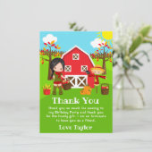 Herfst Autumn Barnyard Verjaardag Zwart Haar Meisj Bedankkaart (Staand voorkant)