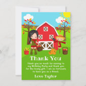 Herfst Autumn Barnyard Verjaardag Zwart Haar Meisj Bedankkaart (Voorkant)