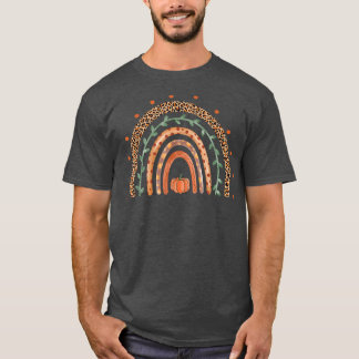 Herfst Autumn Boho RainbowLeopardLeavesThanksgivin T-shirt