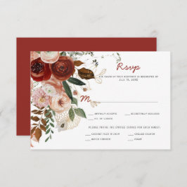 Herfst Autumn Boho Waterverf Floral RSVP-kaart RSVP Kaartje