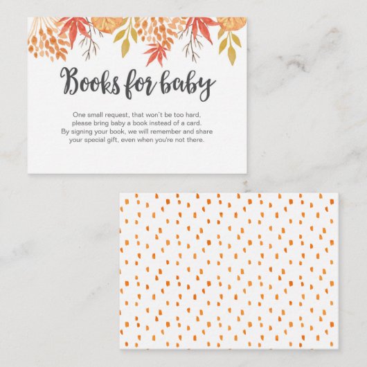 Herfst Autumn Book Request Baby shower Insert Card Informatiekaartje (Voorkant / Achterkant)