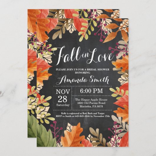 Herfst Autumn Bridal Shower Kaart (Voorkant / Achterkant)