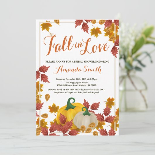 Herfst Autumn Bridal Shower-uitnodiging Kaart (Staand voorkant)