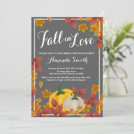 Herfst Autumn Bridal Shower-uitnodiging Kaart (Staand voorkant)