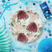 Herfst Autumn Burgundy Chrysanthemum Blush Pink Ro Papieren Bordje (Feest)