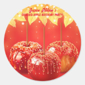 Herfst Autumn Candided Apple Party Ronde Sticker (Voorkant)