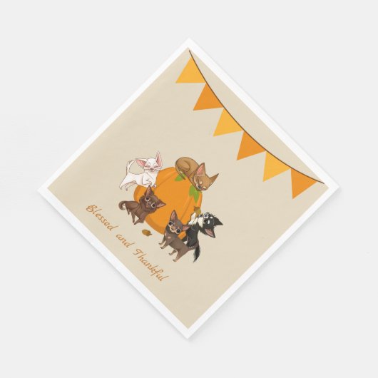 Herfst Autumn Chihuahua Thanksgiving Napkins Servet (Hoek)