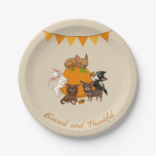 Herfst Autumn Chihuahua Thanksgiving Papieren Bord (Voorkant)