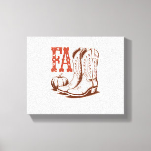 Herfst Autumn Cowgirl Pumpkin Canvas Afdruk