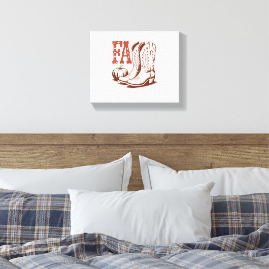 Herfst Autumn Cowgirl Pumpkin Canvas Afdruk (Insitu (Slaapkamer))