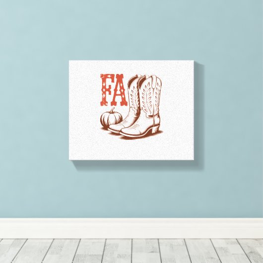 Herfst Autumn Cowgirl Pumpkin Canvas Afdruk (Insitu (Houten vloer))