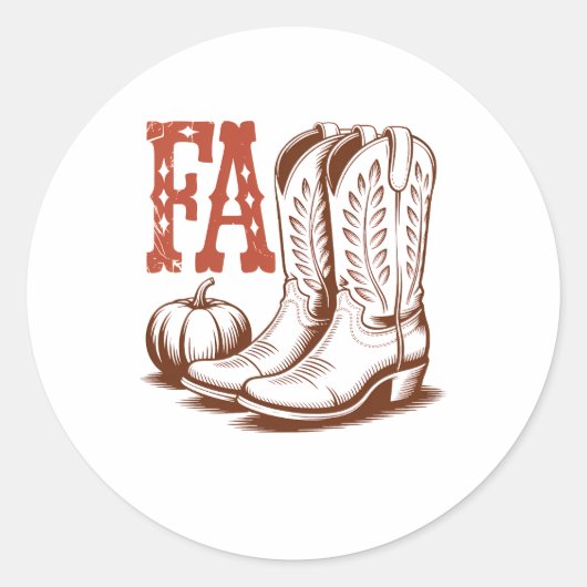 Herfst Autumn Cowgirl Pumpkin Ronde Sticker (Voorkant)