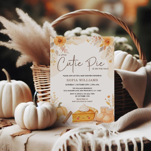 Herfst Autumn Cutie Pie Pumpkin Baby shower Kaart